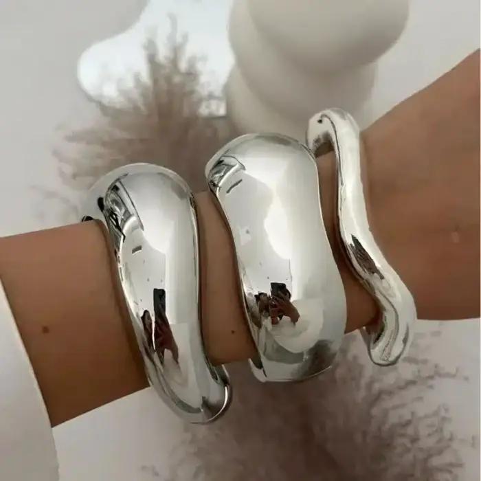 Chunky Metal Bangles For Women - Image 4