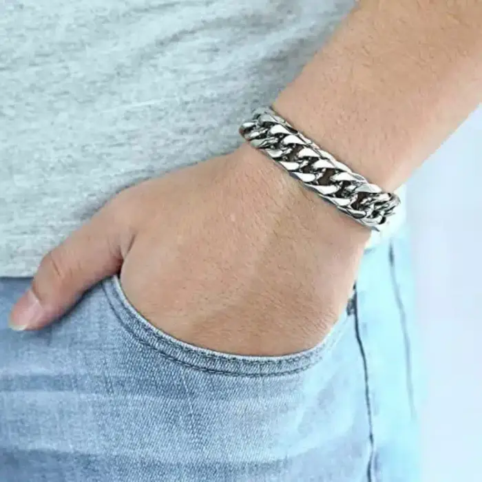 Stainless Steel Cuban Chain Necklace and Bracelet For Men - Image 6