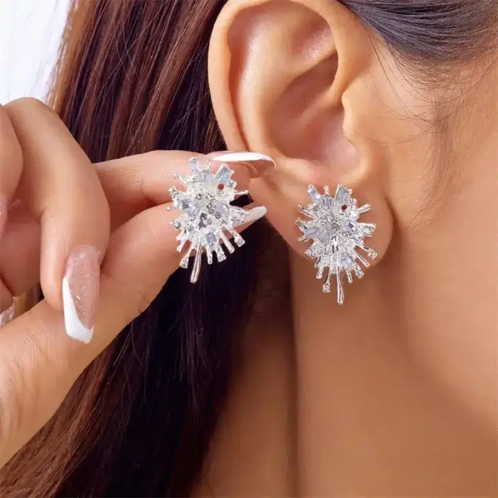 Sparking Rhinestone Stud Earrings - Image 3
