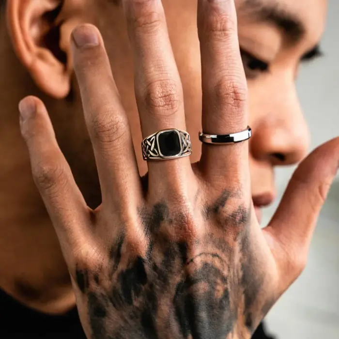 Square Stone Ring For Men - Image 1
