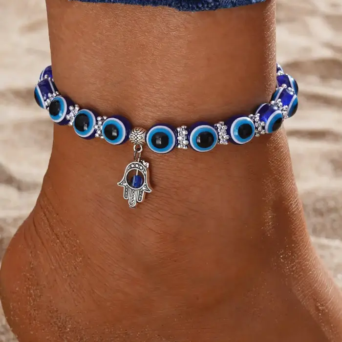 Blue Evil Eye Anklet For Women - Image 1