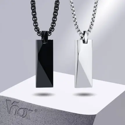 Stainless Steel Rectangle Pendant Necklace For Men