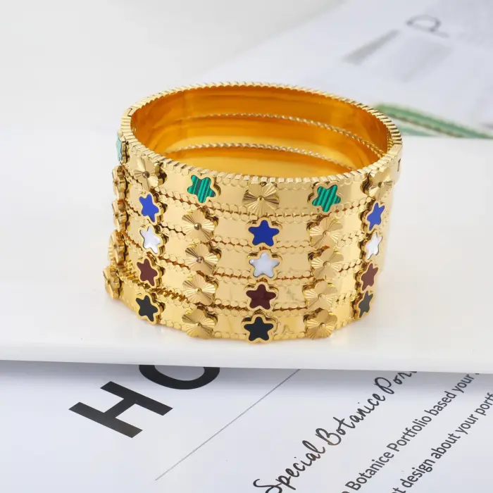 Stainless Steel Flower Bangles For Women - Image 2