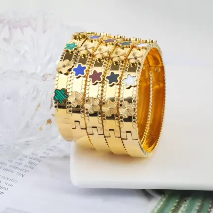 Stainless Steel Flower Bangles For Women