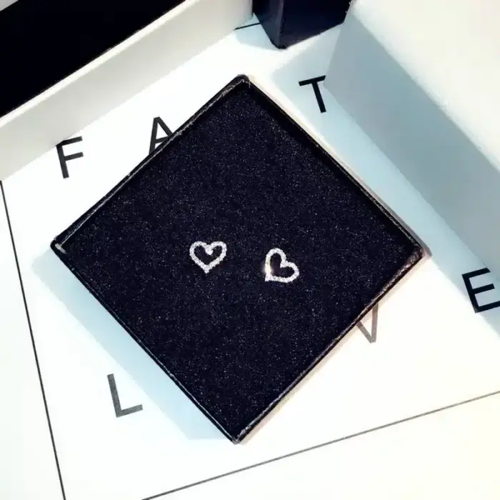 Korean Shining Heart Stud Earrings For Women - Image 5