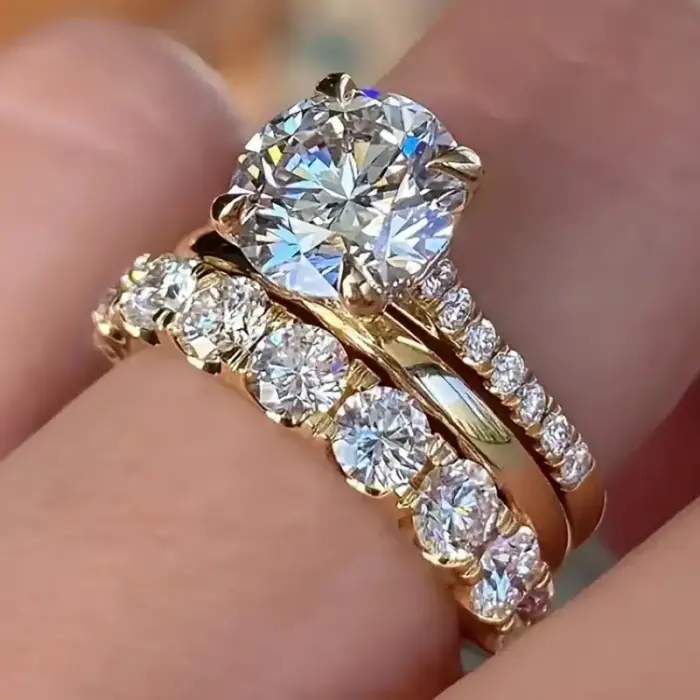3Pcs Shiny Rings For Women - Image 1