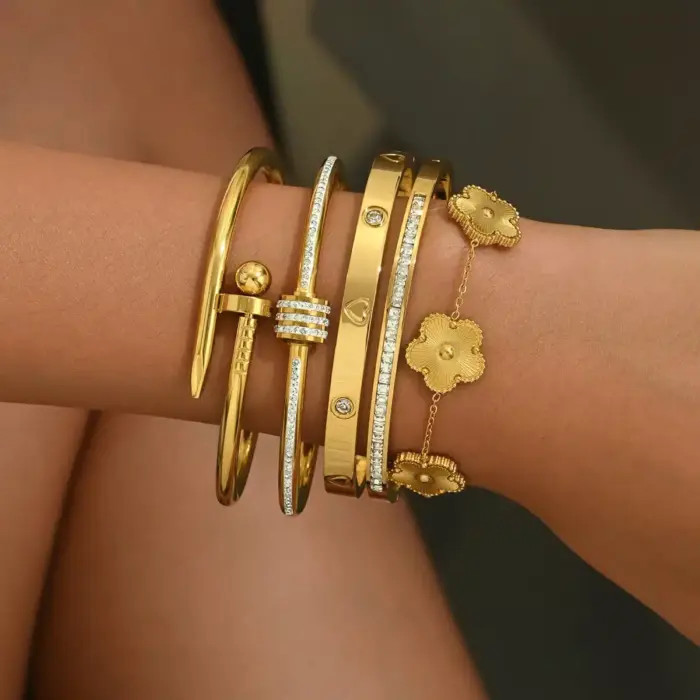 Stainless Steel Lucky Bangles For Women - Image 1