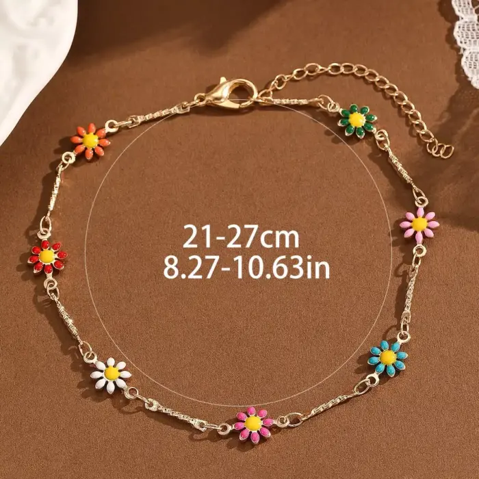Colored Flowers Anklet For Women - Image 2