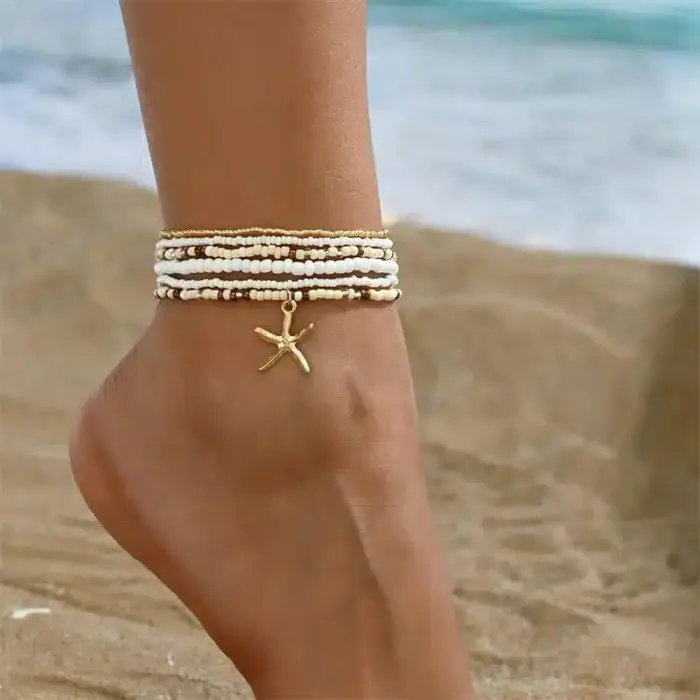 Bohemia Multilayer Anklet Set For Women - Image 6