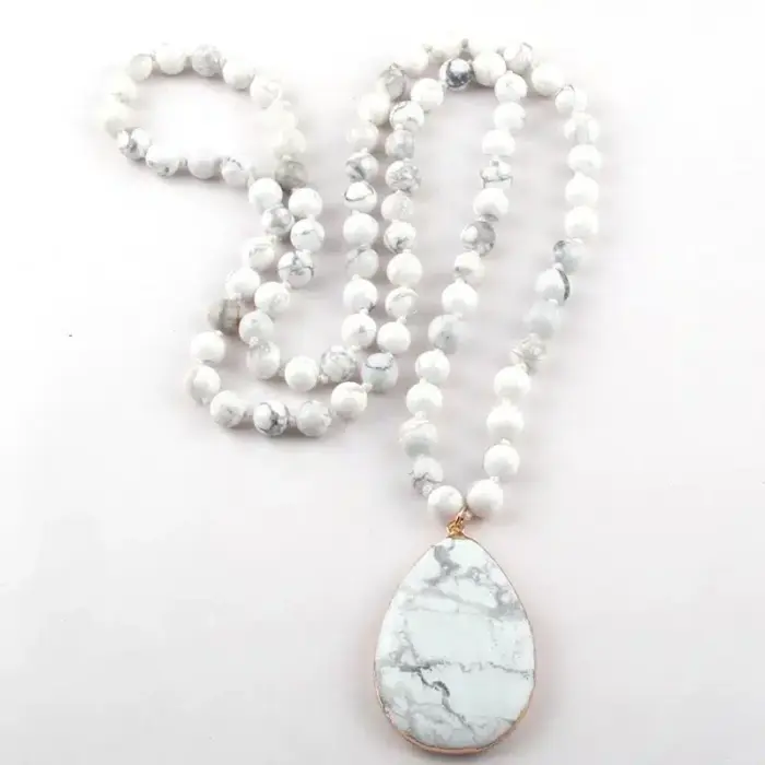 8mm Bohemian Stone Pendant Necklace For Women - Image 2