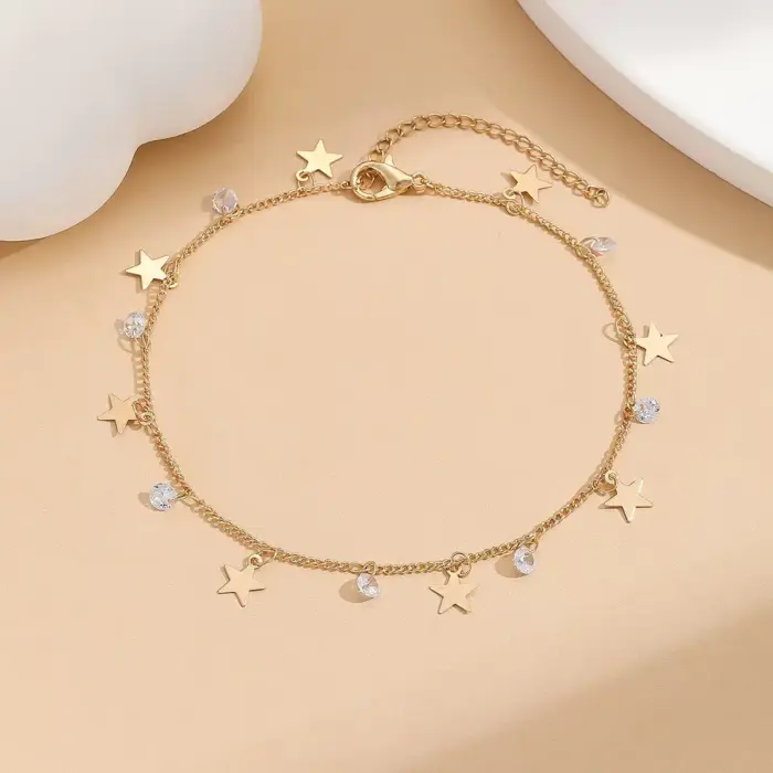 Stainless Steel Zircon Star Anklets For Women - Image 1
