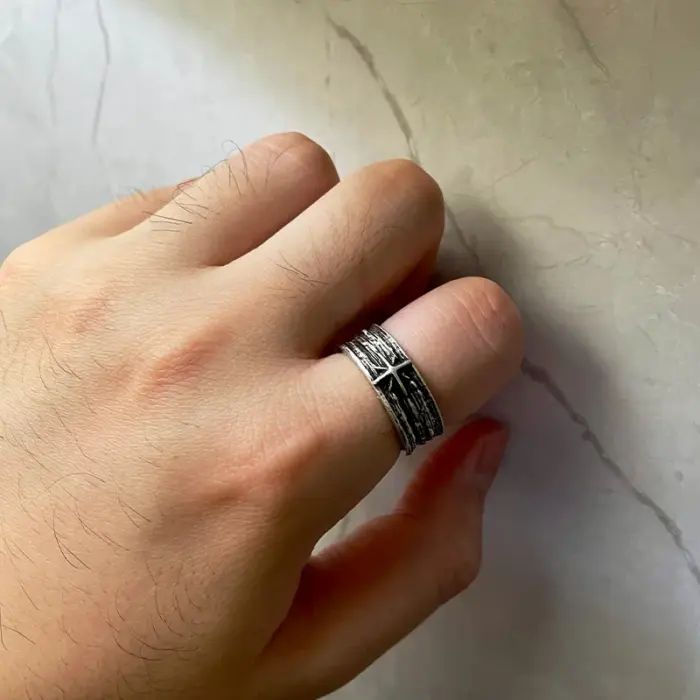 Retro Starry Night Ring For Men - Image 6