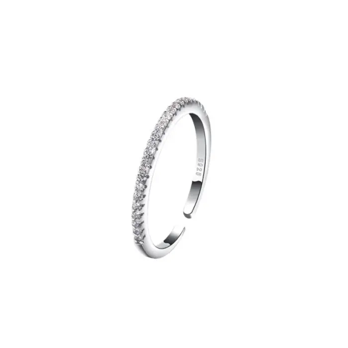 925 Sterling Silver Single Row Zircon Ring - Image 5