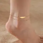 Stainless Steel Feather Anklet For Women - Image 4
