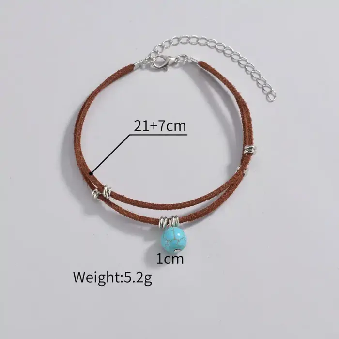 Boho Turquoise Bead Anklet For Women - Image 4