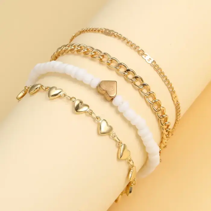 Heart Chain Anklet Set for Women - Image 5