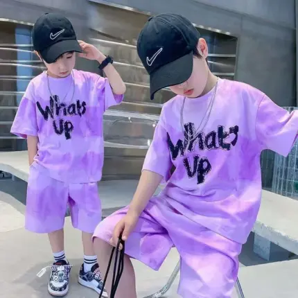 Casual Gradient Color Sports Set For Children