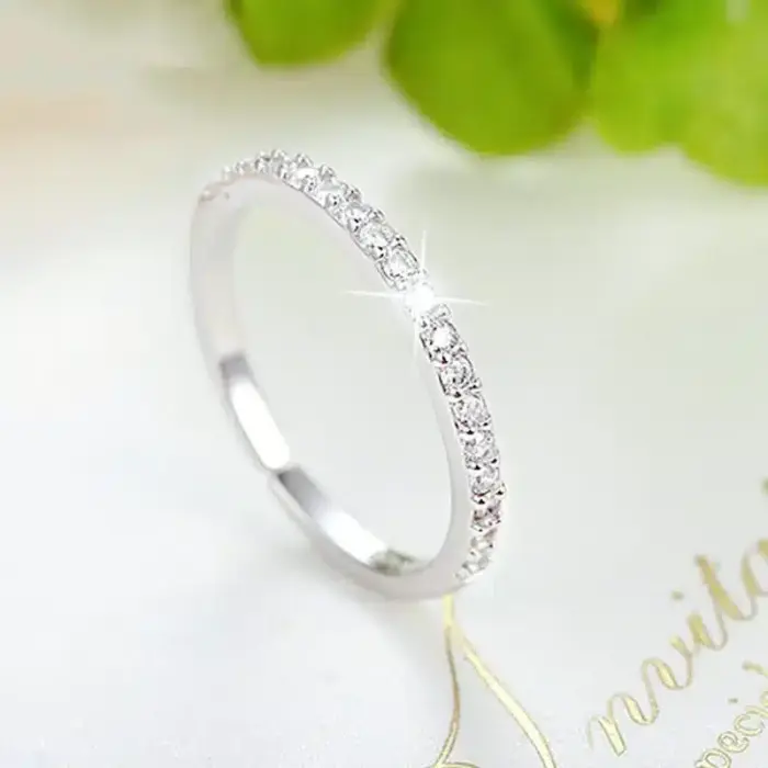 925 Sterling Silver Single Row Zircon Ring - Image 3