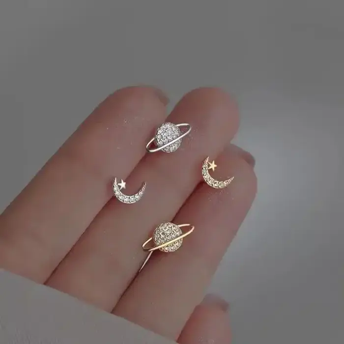 Simple Silver Piercing Stud Earrings - Image 1