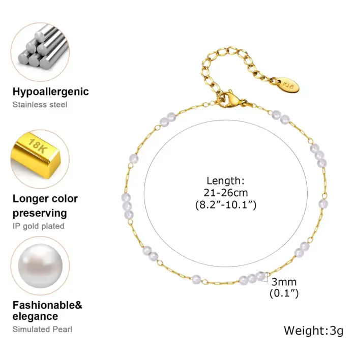 Stainless Steel Pearl Anklet For Women - Image 6
