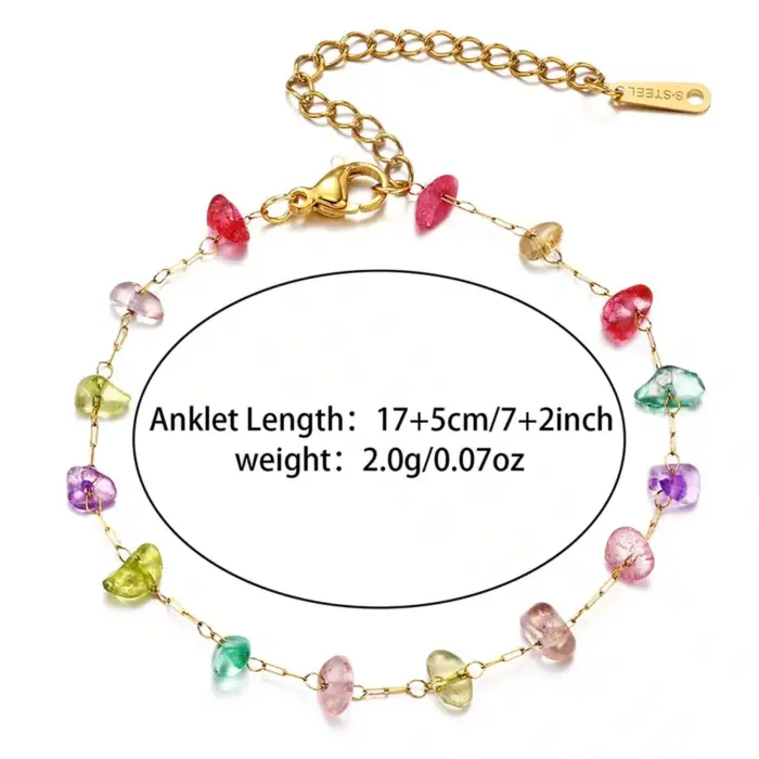 Colorful Natural Stone Anklet For Women - Image 6
