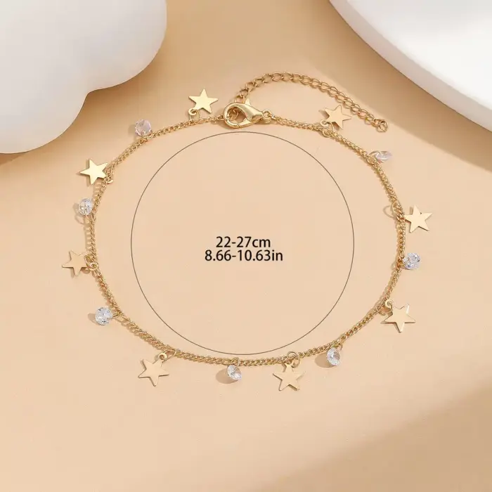 Stainless Steel Zircon Star Anklets For Women - Image 2