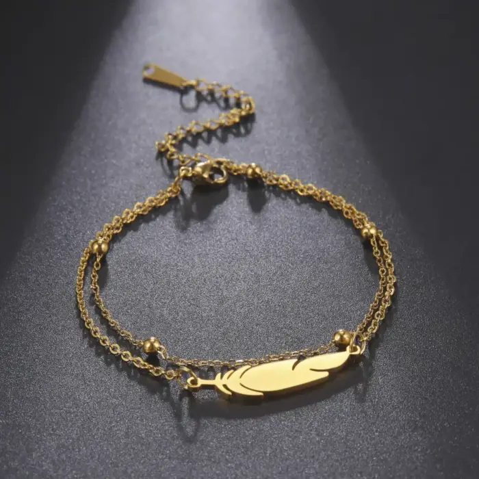 Stainless Steel Feather Anklet For Women - Image 2