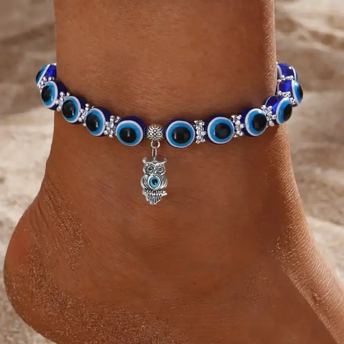 Blue Evil Eye Anklet For Women - Image 2