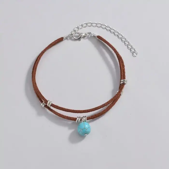 Boho Turquoise Bead Anklet For Women - Image 3