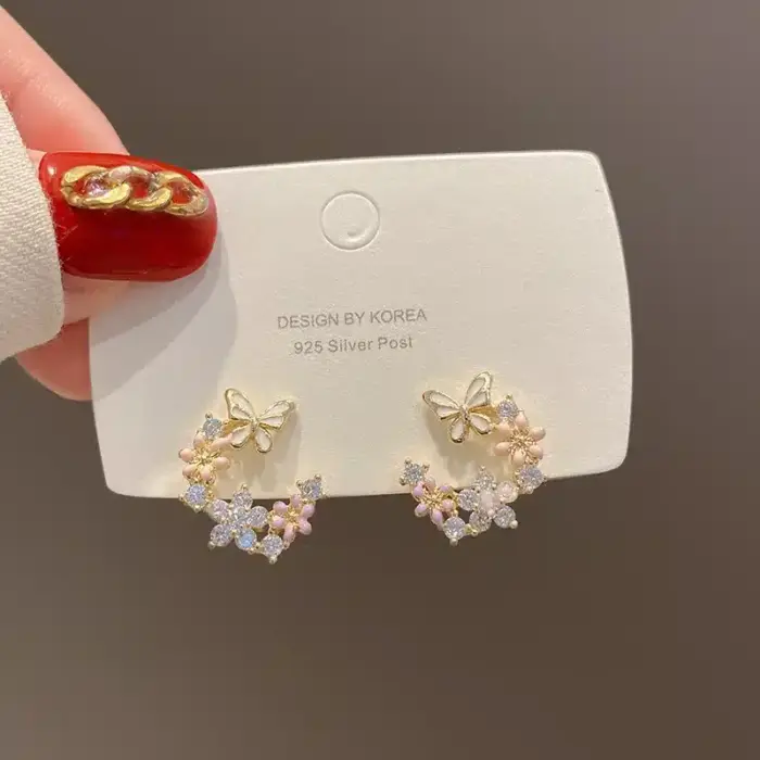 Elegant Flower Stud Earrings - Image 1