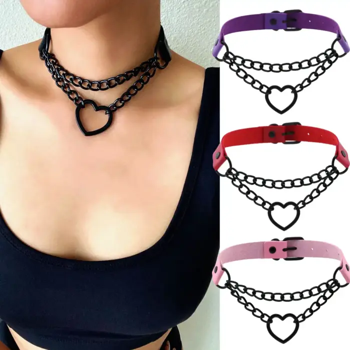 Metal Heart Choker Necklace - Image 1