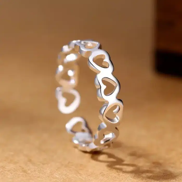925 Sterling Silver Heart Rings For Women - Image 1