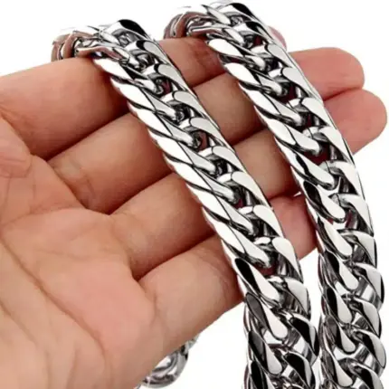 Stainless Steel Cuban Chain Necklace and Bracelet For Men