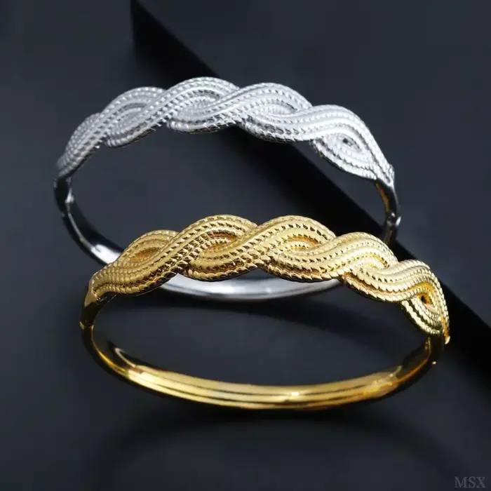 Stainless Steel Twisted Bangles For Women - Image 1