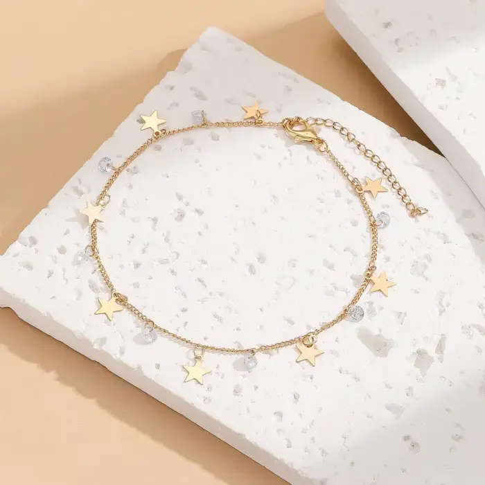 Stainless Steel Zircon Star Anklets For Women - Image 4