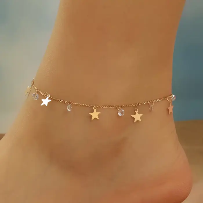 Stainless Steel Zircon Star Anklets For Women - Image 3