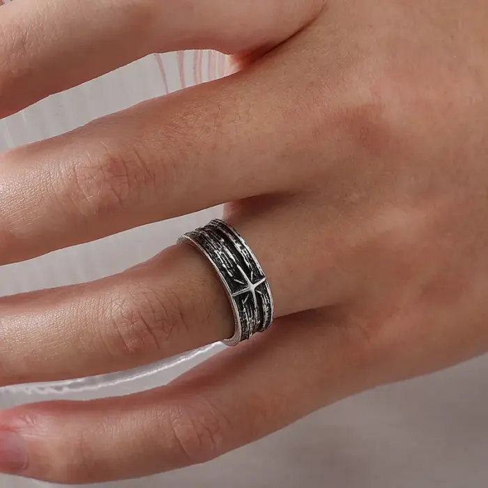 Retro Starry Night Ring For Men - Image 3