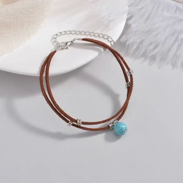 Boho Turquoise Bead Anklet For Women - Image 2
