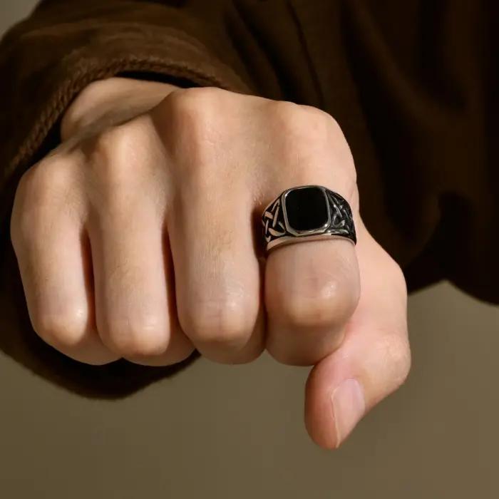 Square Stone Ring For Men - Image 2
