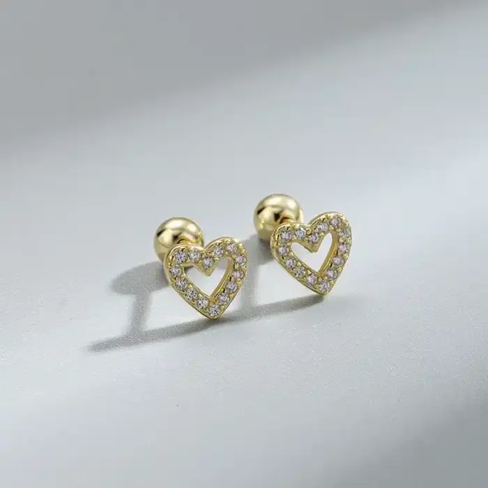 Hypoallergenic Heart Stud Earrings For Women - Image 2