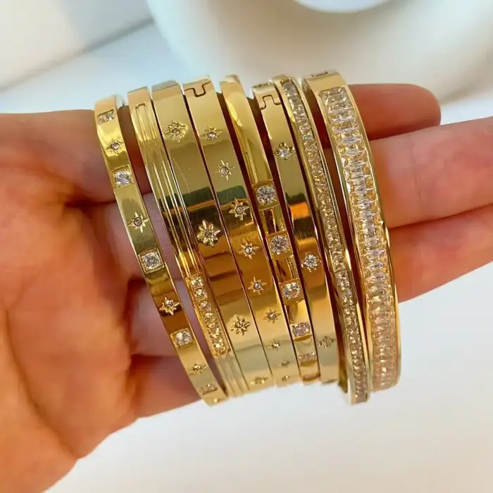 New Waterproof Cubic Zirconia Bangles For Women - Image 1