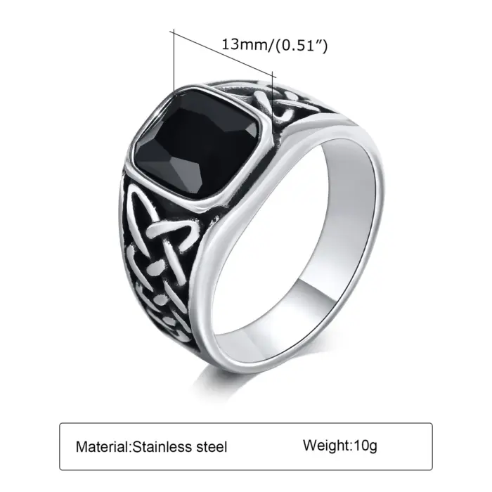 Square Stone Ring For Men - Image 4