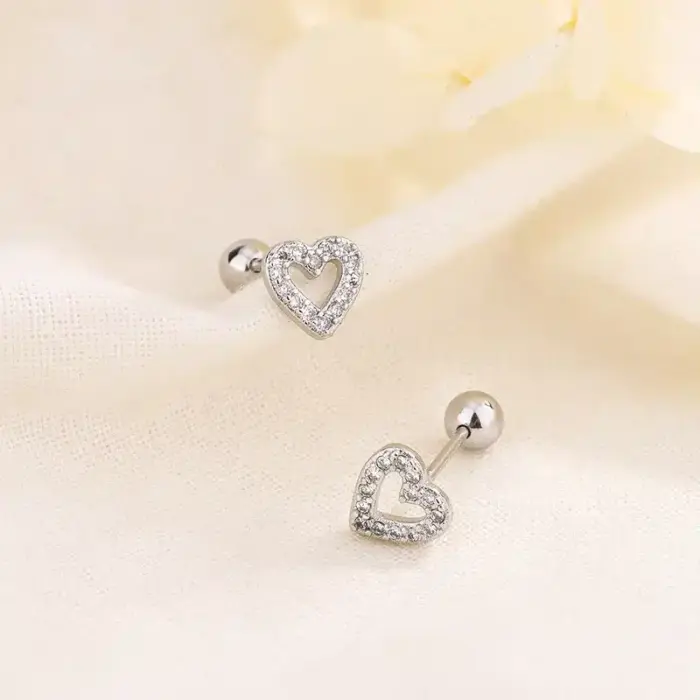 Hypoallergenic Heart Stud Earrings For Women - Image 6