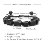 Natural Black Tourmaline Beaded Bracelet For Men - Image 3