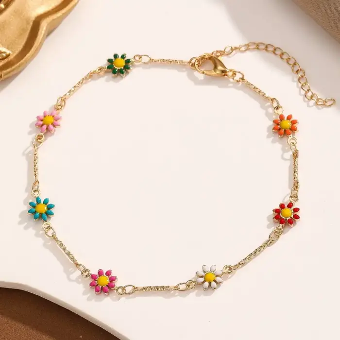 Colored Flowers Anklet For Women - Image 5