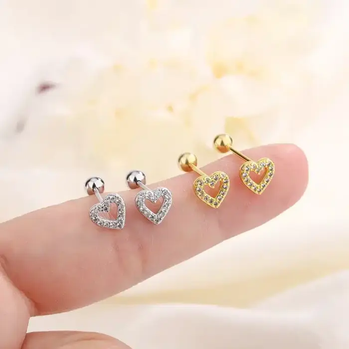 Hypoallergenic Heart Stud Earrings For Women - Image 5