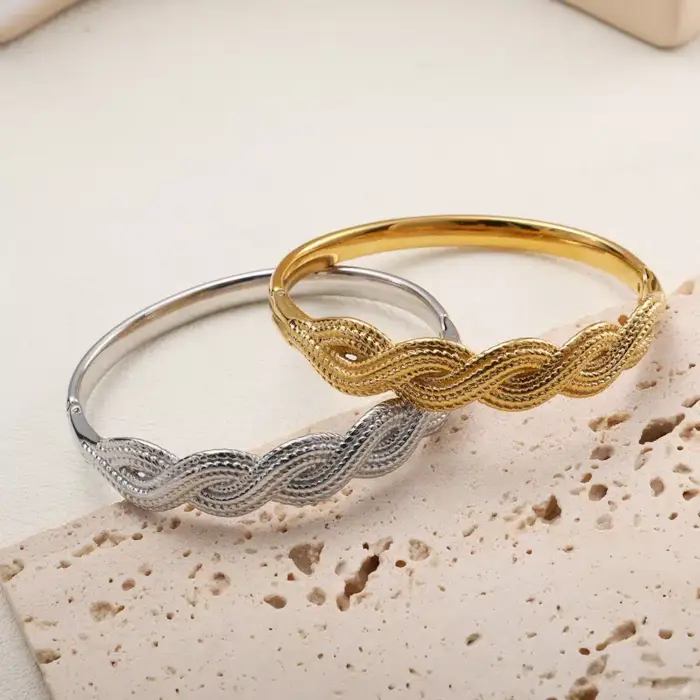 Stainless Steel Twisted Bangles For Women - Image 6
