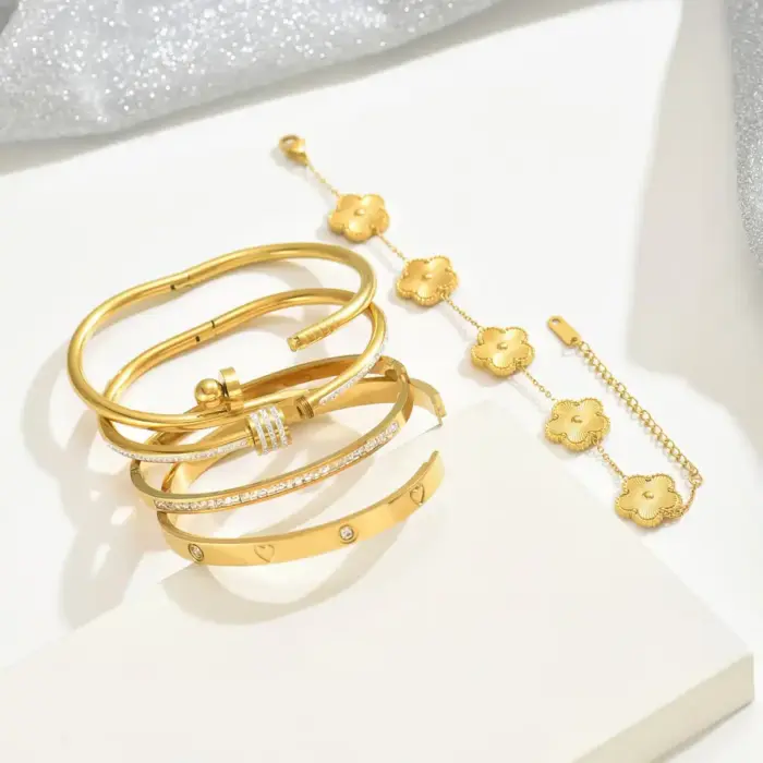 Stainless Steel Lucky Bangles For Women - Image 3
