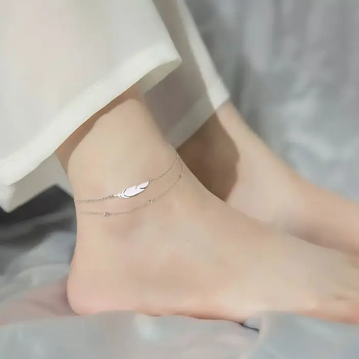 Stainless Steel Feather Anklet For Women - Image 5