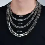Stainless Steel Cuban Chain Necklace and Bracelet For Men - Image 3